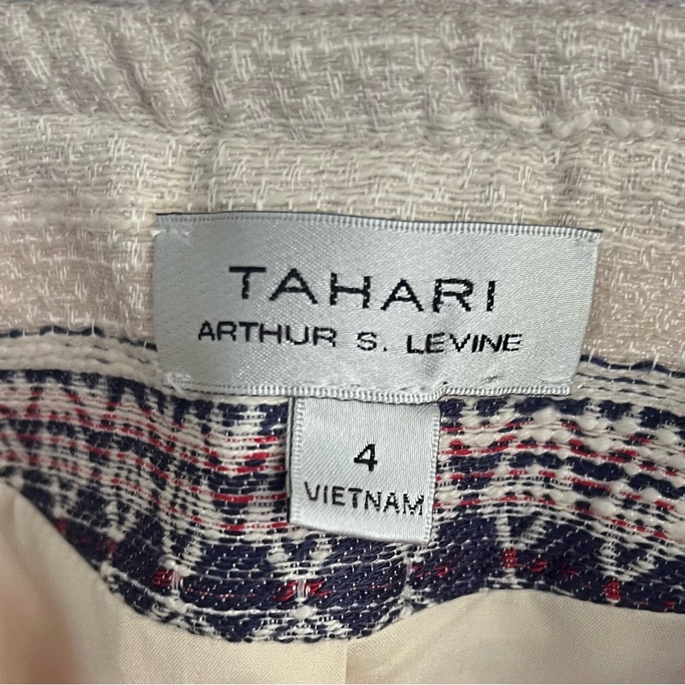 Tahari ASL Cream and Blue Patterned Blazer - Picture 5 of 12